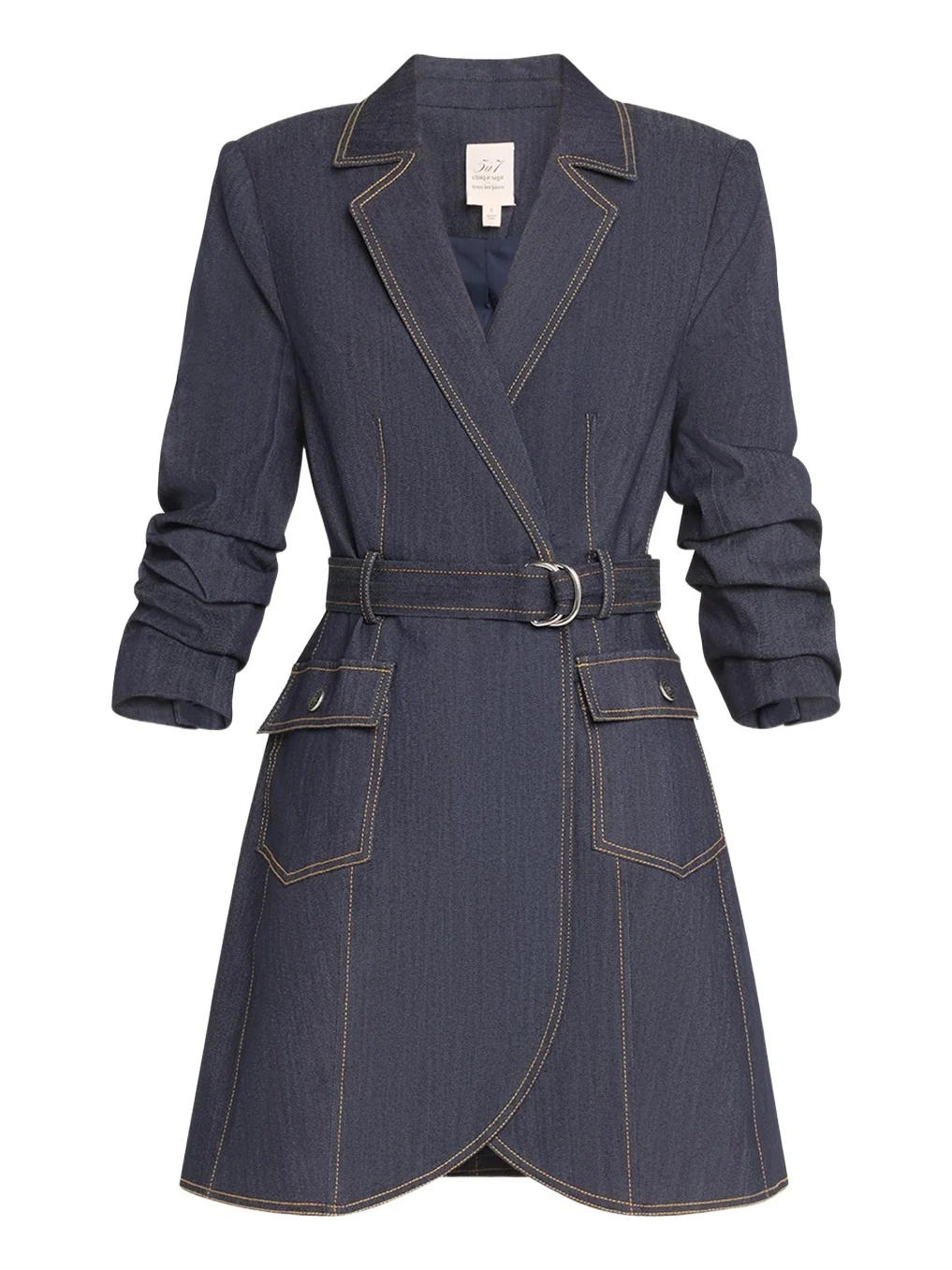 Jenessa Belted Denim Mini Wrap Shirtdress Jenessa Belted Denim Mini Wrap Shirtdress