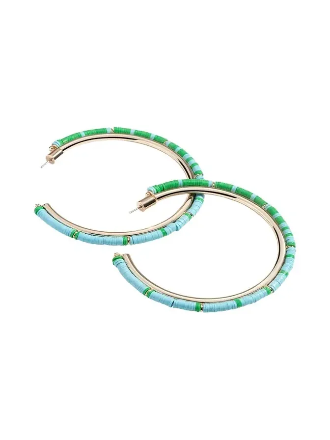 Elsie Frieda Anguilla Hoop Earrings with Heishi Beads