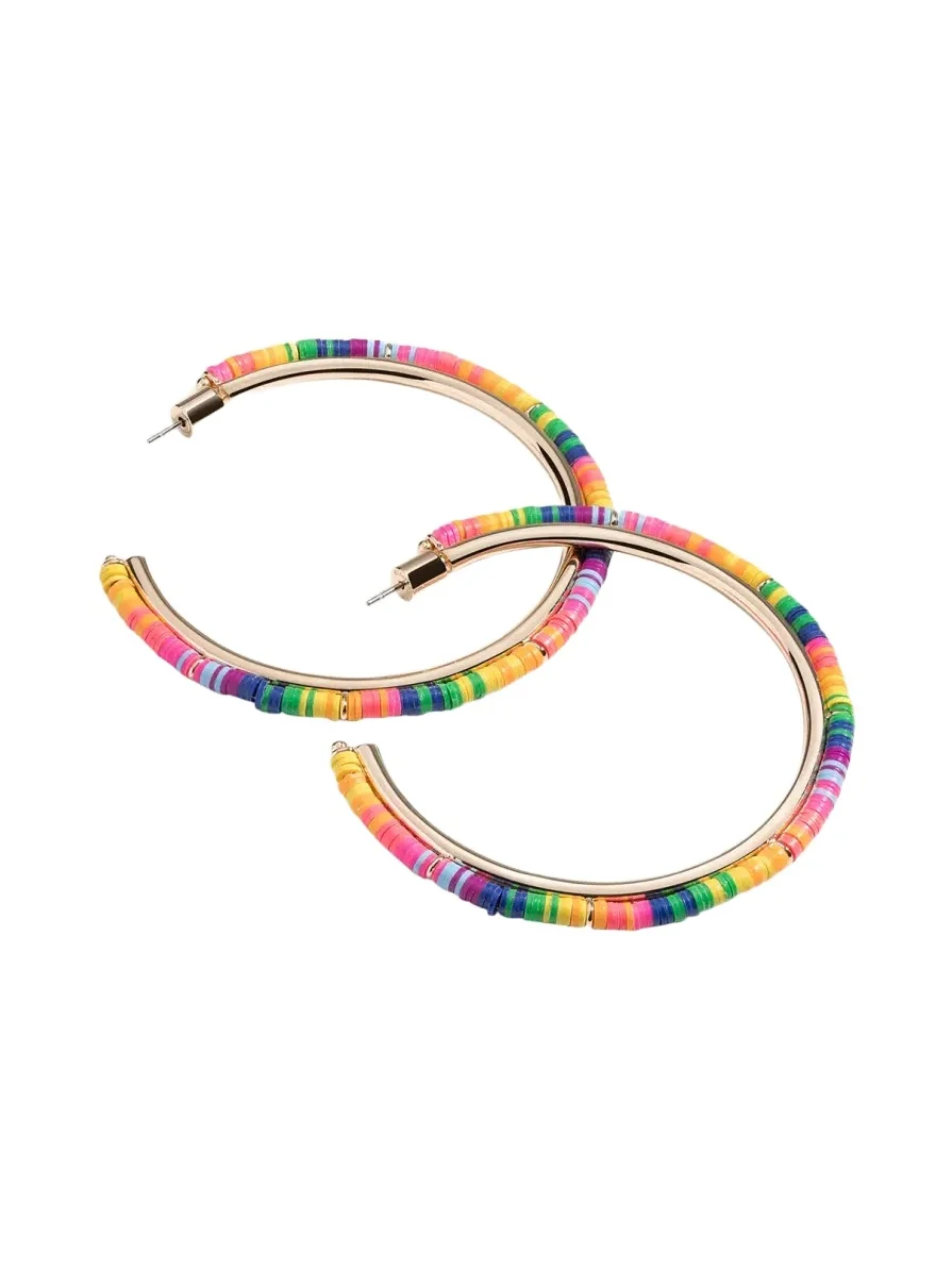 Anguilla Hoop Earrings with Heishi Beads Anguilla Hoop Earrings with Heishi Beads