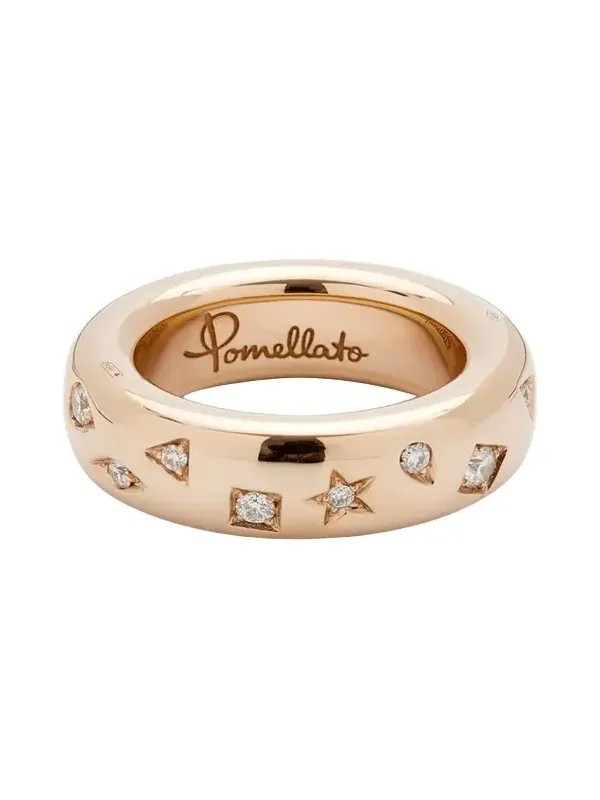 Iconica 18K Rose Gold Medium Band Ring with Diamonds