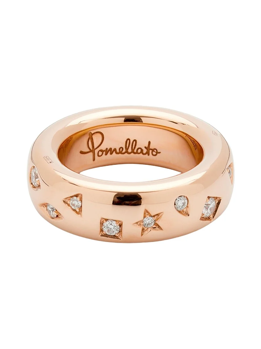 Iconica 18K Rose Gold Medium Band Ring with Diamonds