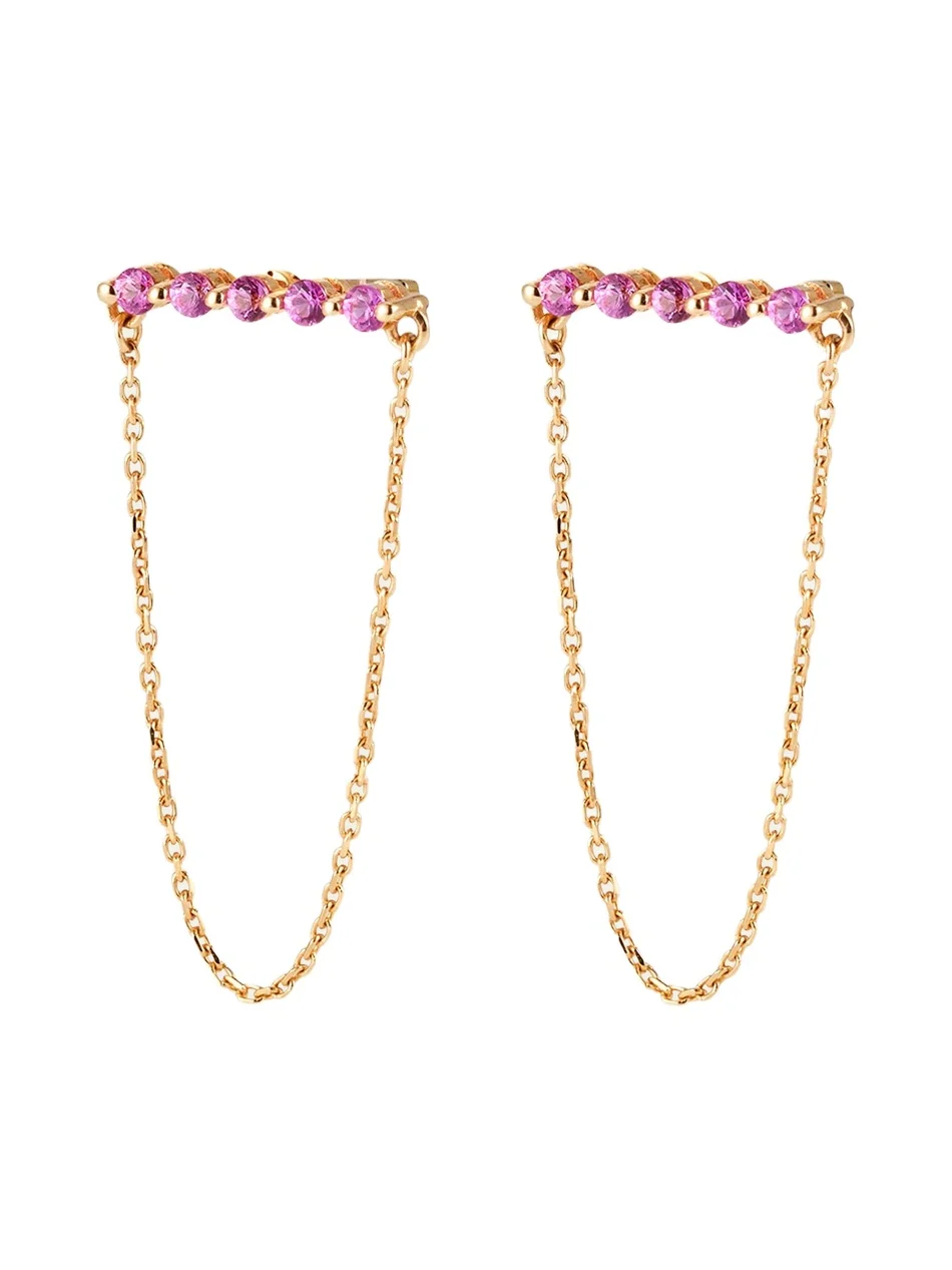 14K Gemstone Bar Chain Earrings
