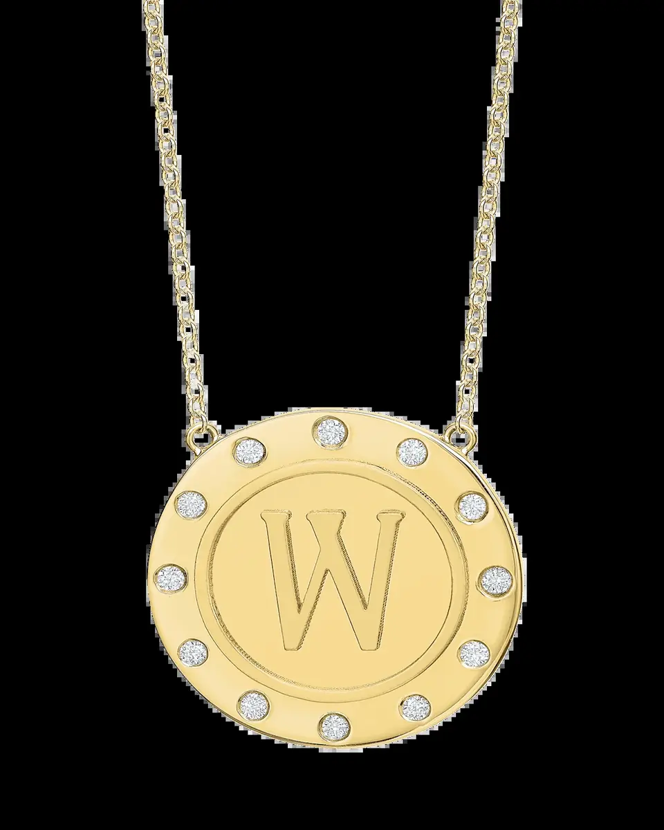 Tracee Nichols 14K Gold Initial Token Necklace with Diamonds | Thumbnail 2