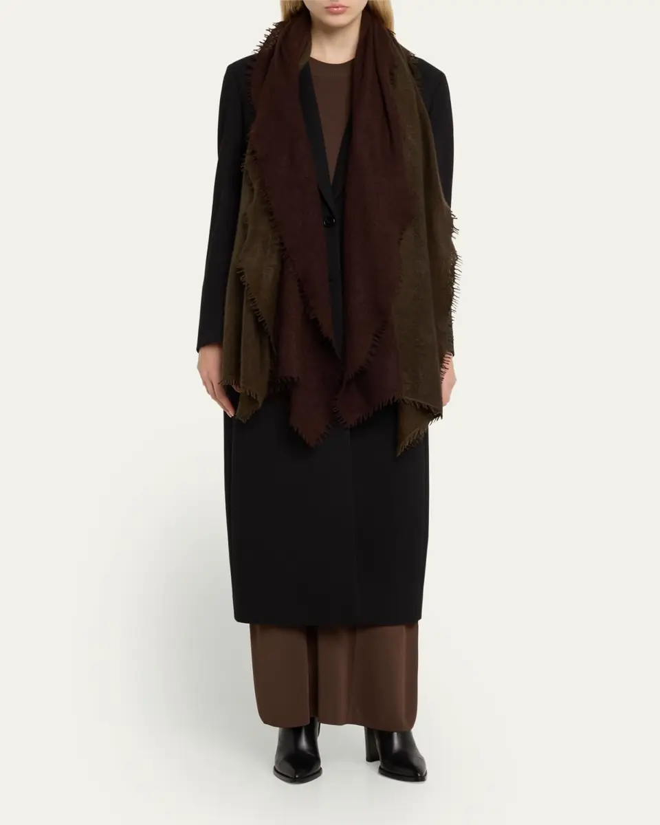Denis Colomb Fuzzy Feture Two-Tone Cashmere Scarf | Thumbnail 2 Denis Colomb Fuzzy Feture Two-Tone Cashmere Scarf | Thumbnail 2