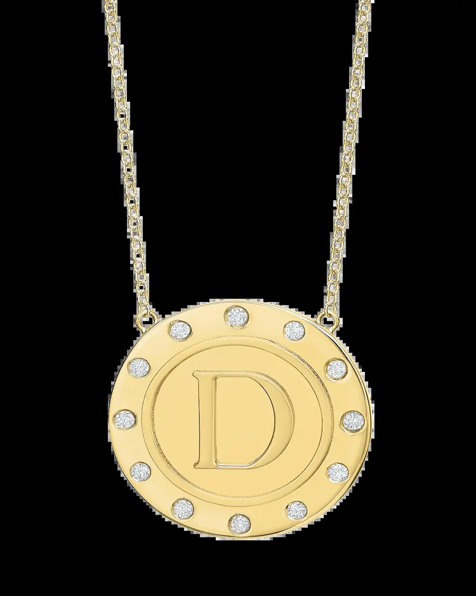 Tracee Nichols 14K Gold Initial Token Necklace with Diamonds | Thumbnail 2