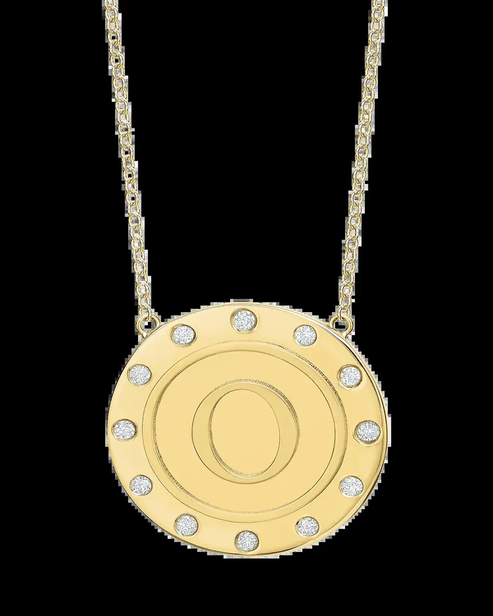 Tracee Nichols 14K Gold Initial Token Necklace with Diamonds | Thumbnail 2