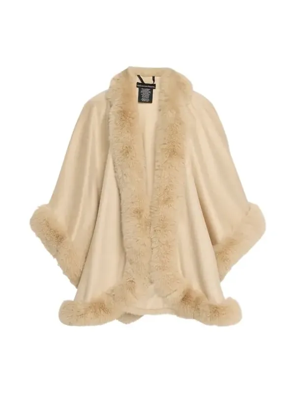Cashmere Cape With Faux Fur Trim Cashmere Cape With Faux Fur Trim