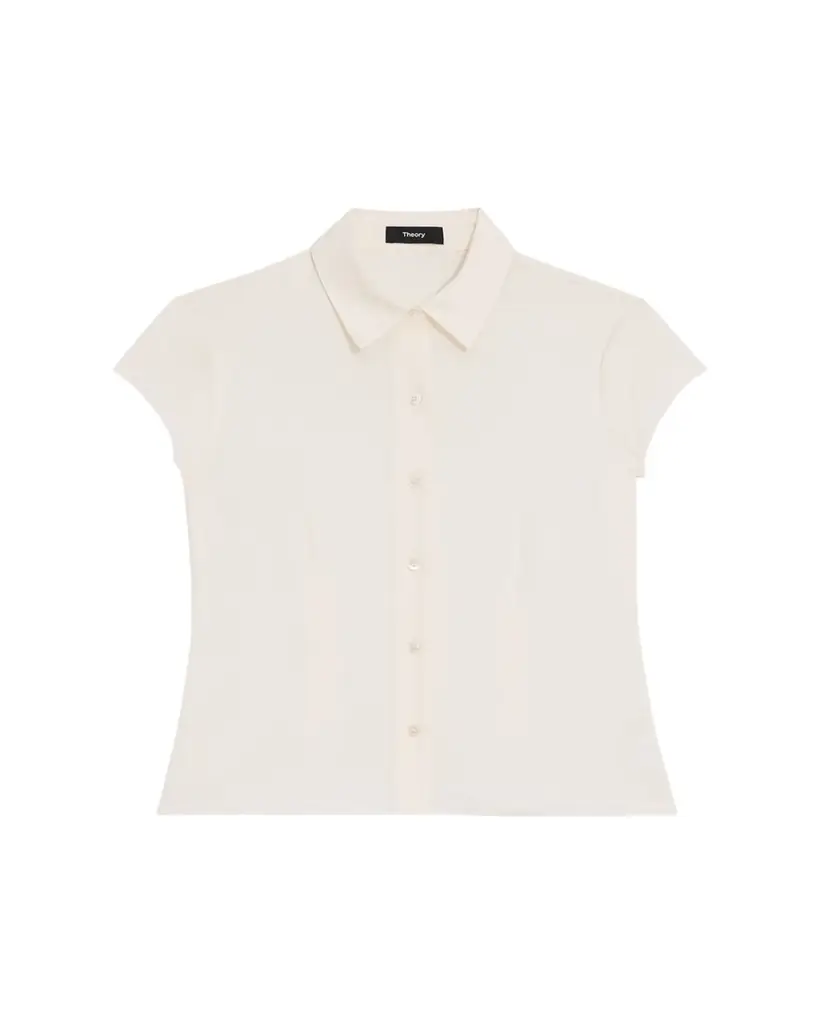 Theory Cap-Sleeve Modern Silk Georgette Blouse