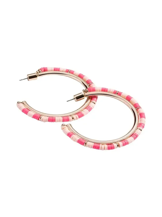 Mini Anguilla Hoop Earrings with Heishi Beads Mini Anguilla Hoop Earrings with Heishi Beads