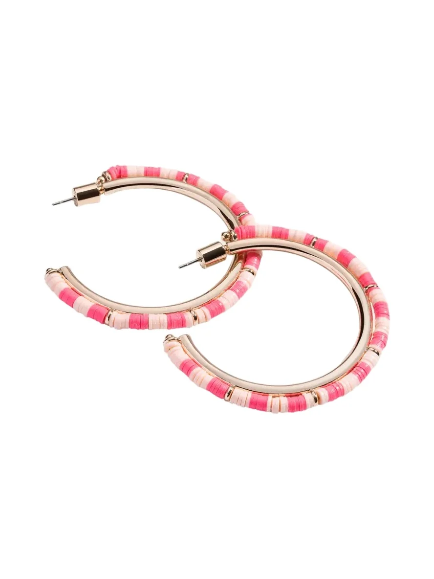Mini Anguilla Hoop Earrings with Heishi Beads Mini Anguilla Hoop Earrings with Heishi Beads