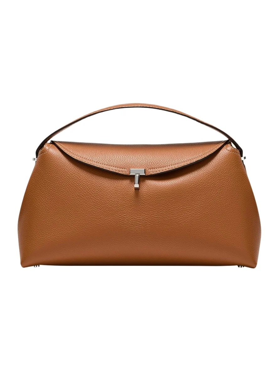 TOTEME T-Lock Top Handle Bag in Pebble Grain Leather