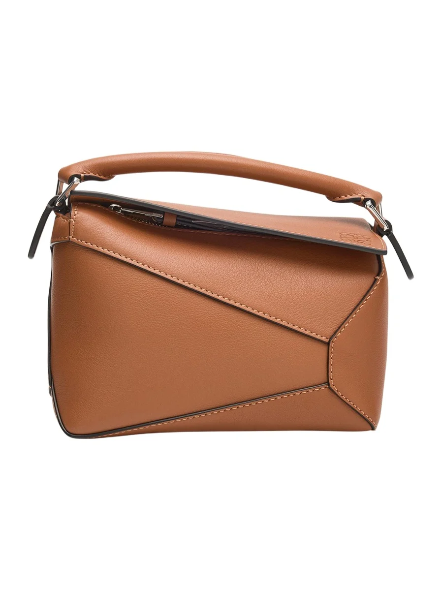 x Paula's Ibiza Puzzle Edge Mini Top-Handle Bag in Leather x Paula's Ibiza Puzzle Edge Mini Top-Handle Bag in Leather