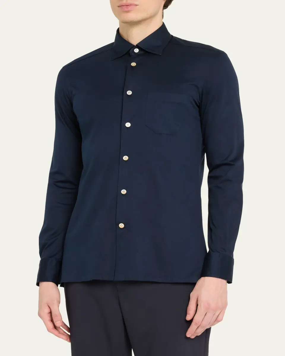 Kiton Men's Nerano Pocket Sport Shirt | Thumbnail 4 Kiton Men's Nerano Pocket Sport Shirt | Thumbnail 4