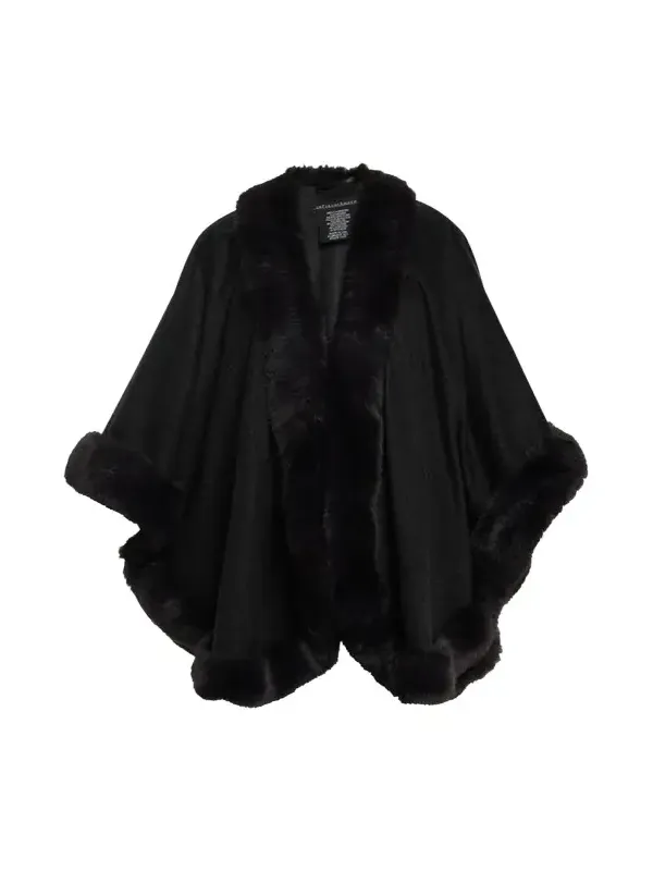 Cashmere Cape With Faux Fur Trim