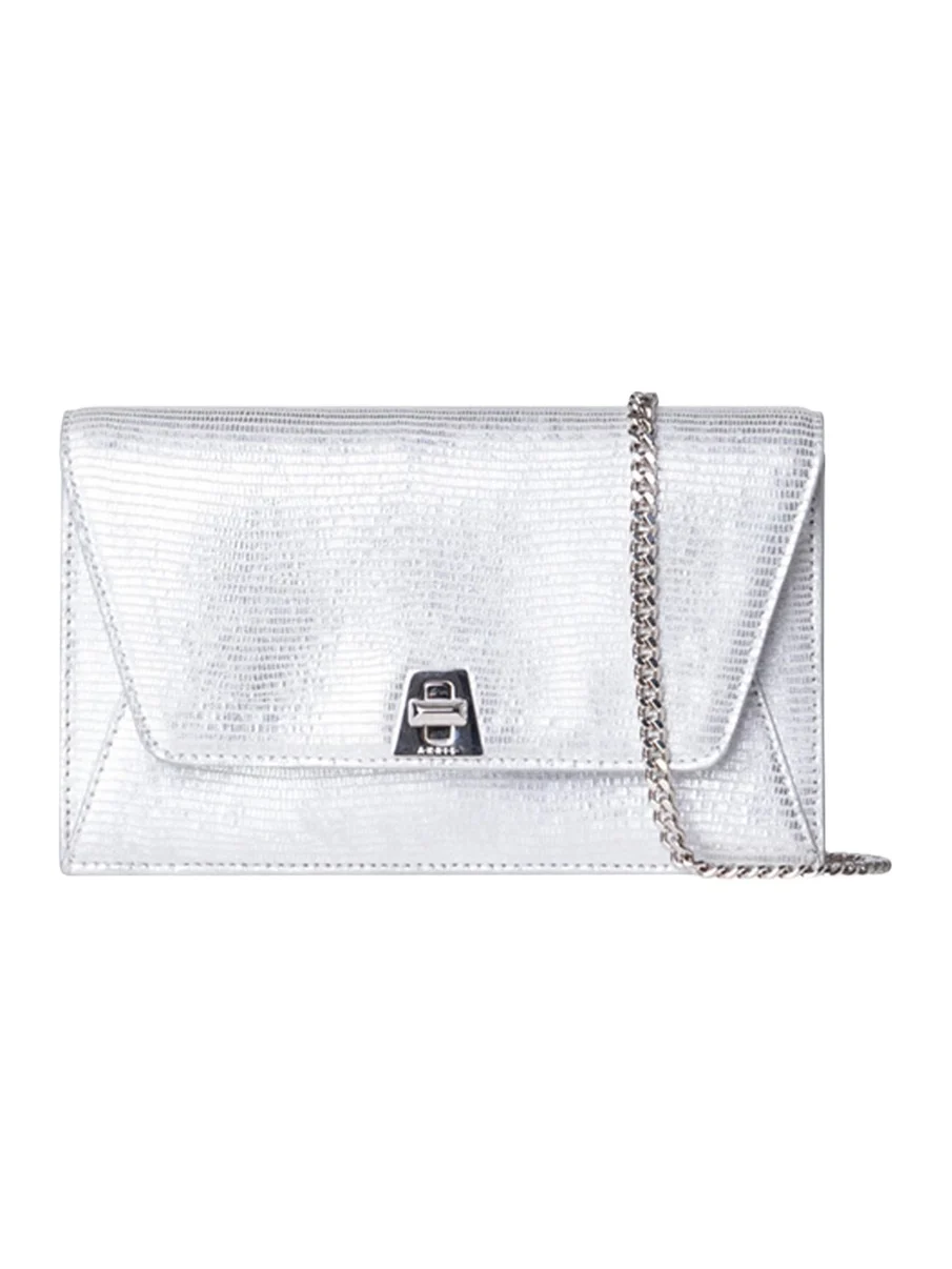 Anouk Lizard-Print Clutch Bag w/ Chain Anouk Lizard-Print Clutch Bag w/ Chain