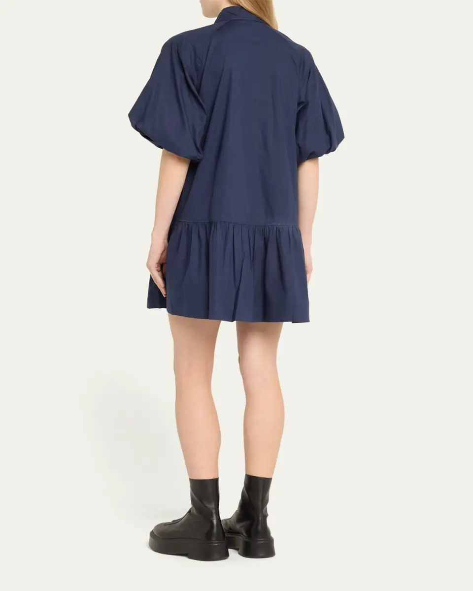 Simkhai Crissy Puff-Sleeve Cotton Poplin Mini Shirtdress | Thumbnail 3 Simkhai Crissy Puff-Sleeve Cotton Poplin Mini Shirtdress | Thumbnail 3