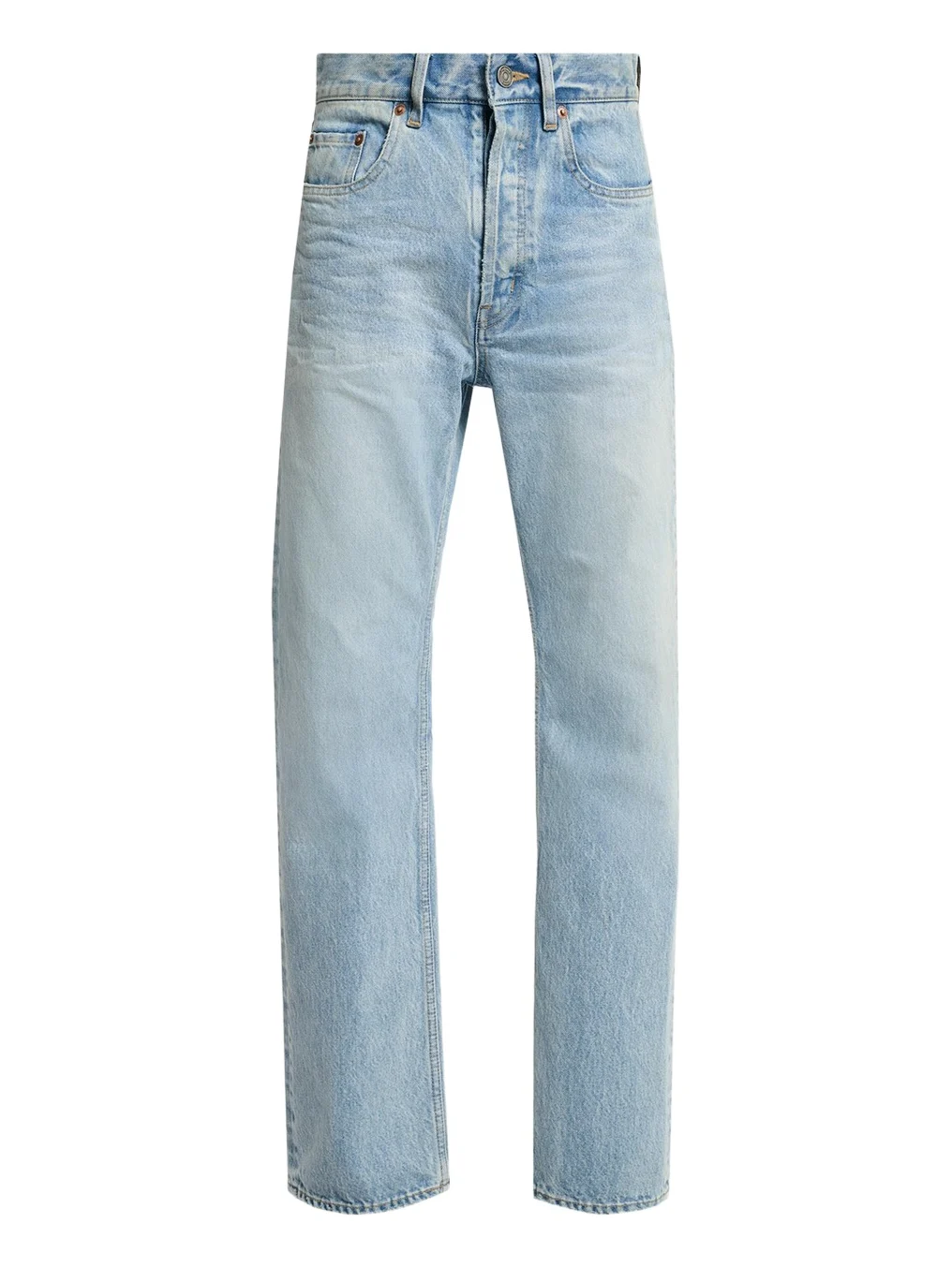 Saint Laurent Men's Aged Denim Straight-Leg Jeans