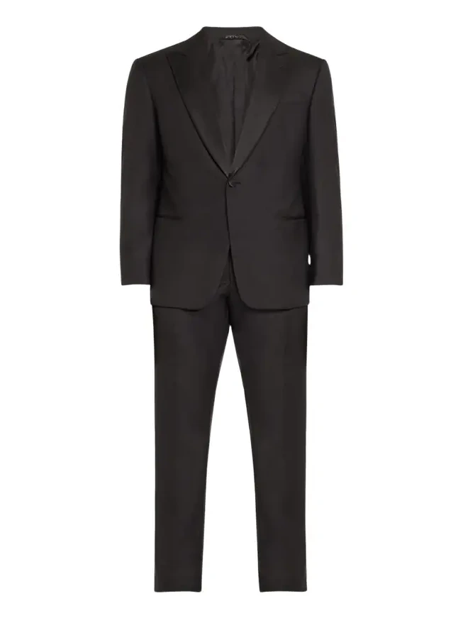 Men's Wool Satin-Lapel Two-Piece Tuxedo Set