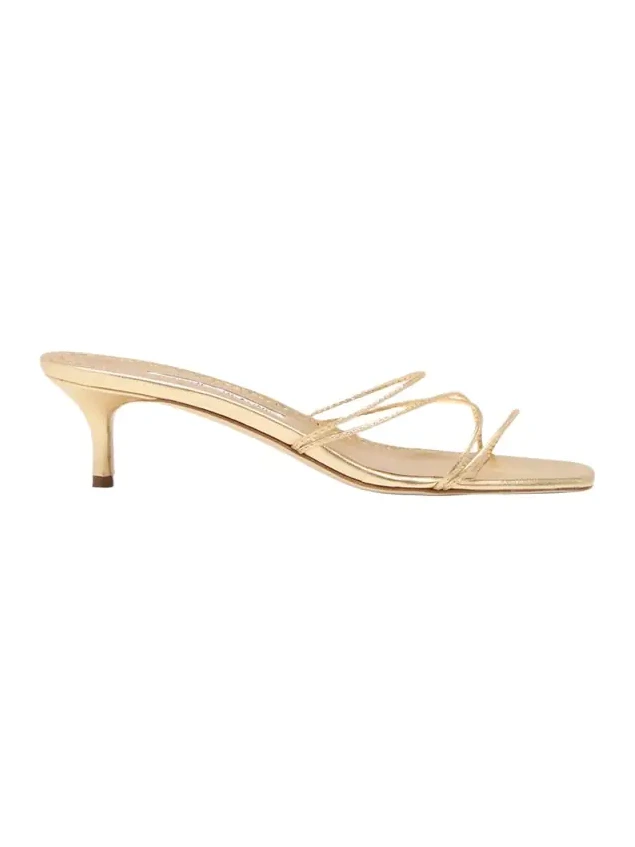 Strappy Metallic Leather Slide Sandals