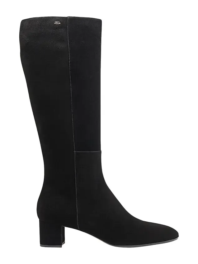 Suede Block-Heel Knee Boots