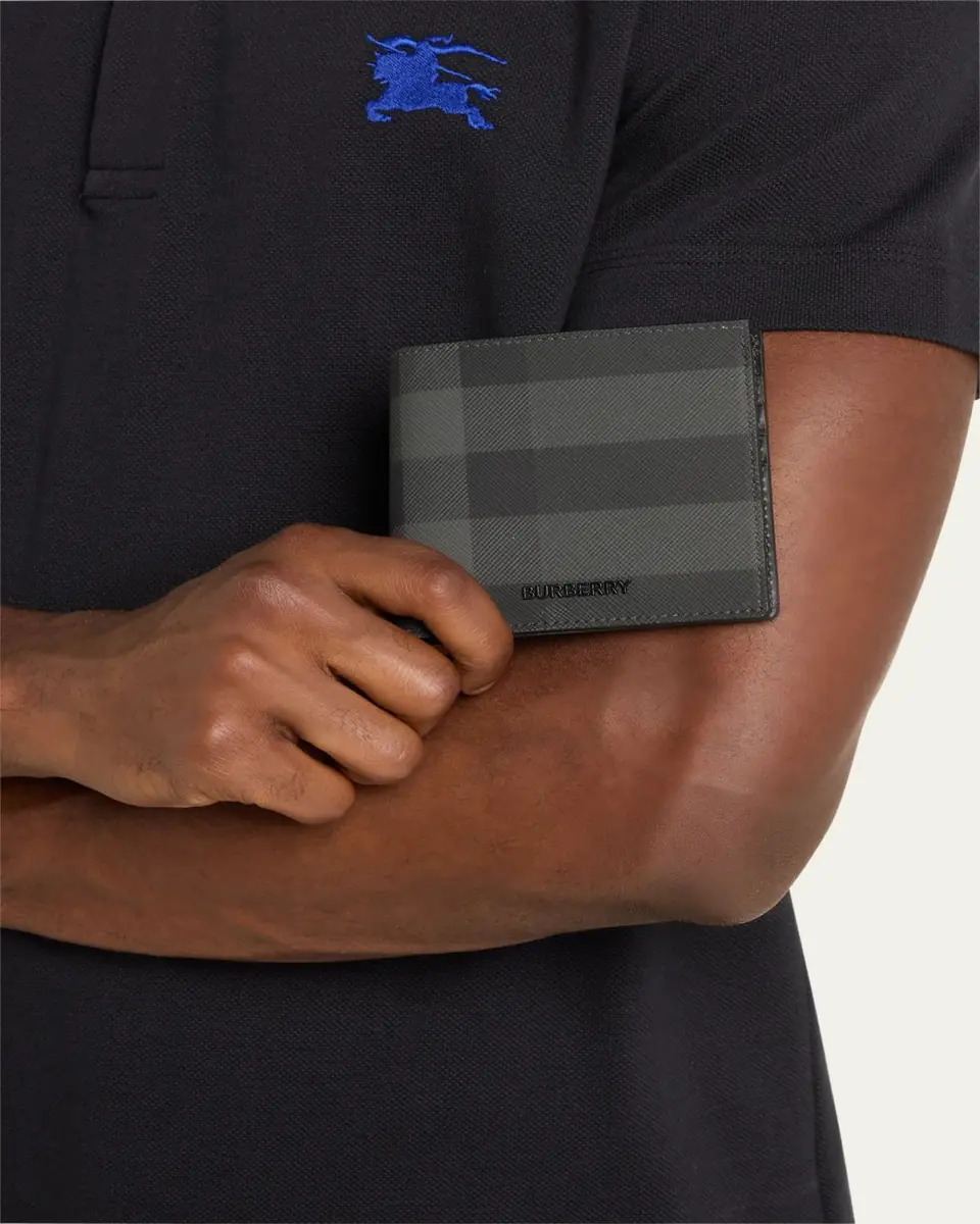 Burberry Men's Charcoal Check Bifold Wallet | Thumbnail 2