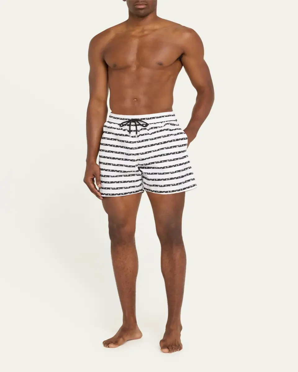 Vilebrequin Men's Micro-Turtle Striped Swim Shorts | Thumbnail 2