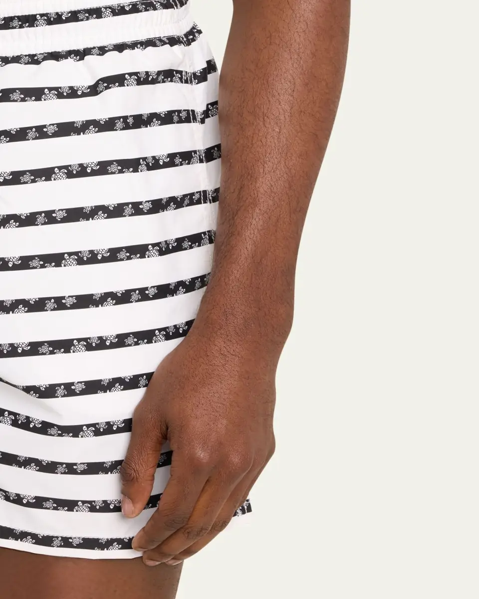 Vilebrequin Men's Micro-Turtle Striped Swim Shorts | Thumbnail 4