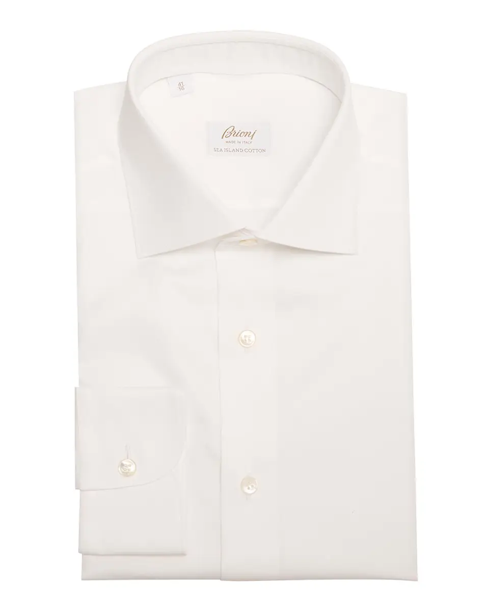 Brioni Men's Sea Island Cotton Herringbone Dress Shirt | Thumbnail 3 Brioni Men's Sea Island Cotton Herringbone Dress Shirt | Thumbnail 3