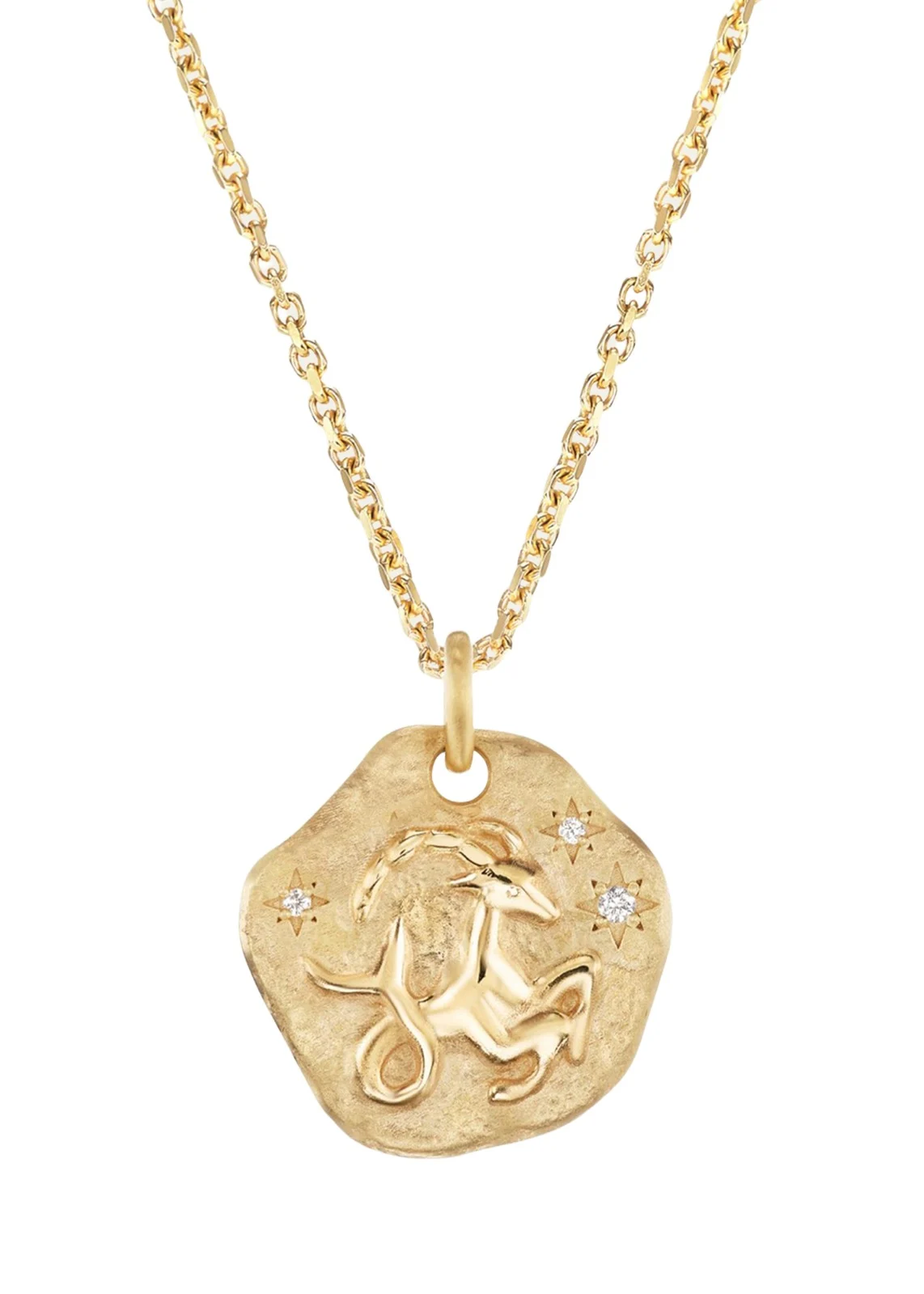 18K Yellow Gold Mini Diamond Zodiac Pendant Necklace