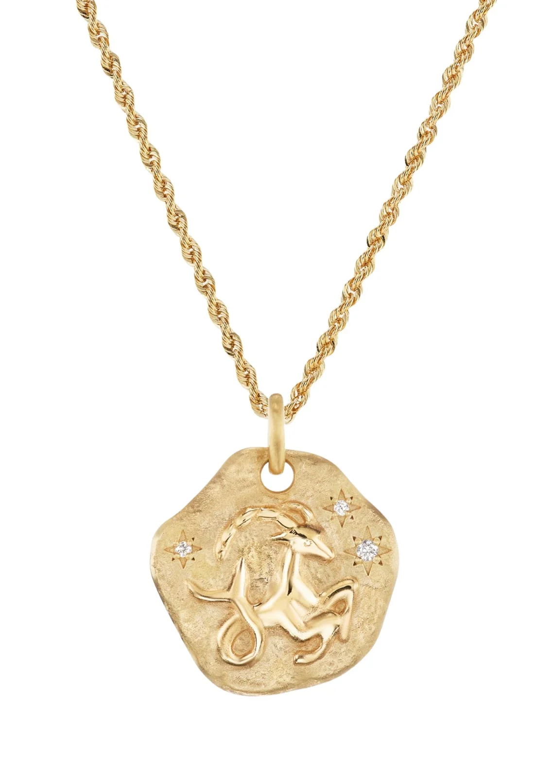 18K Yellow Gold Large Diamond Zodiac Pendant Necklace 18K Yellow Gold Large Diamond Zodiac Pendant Necklace