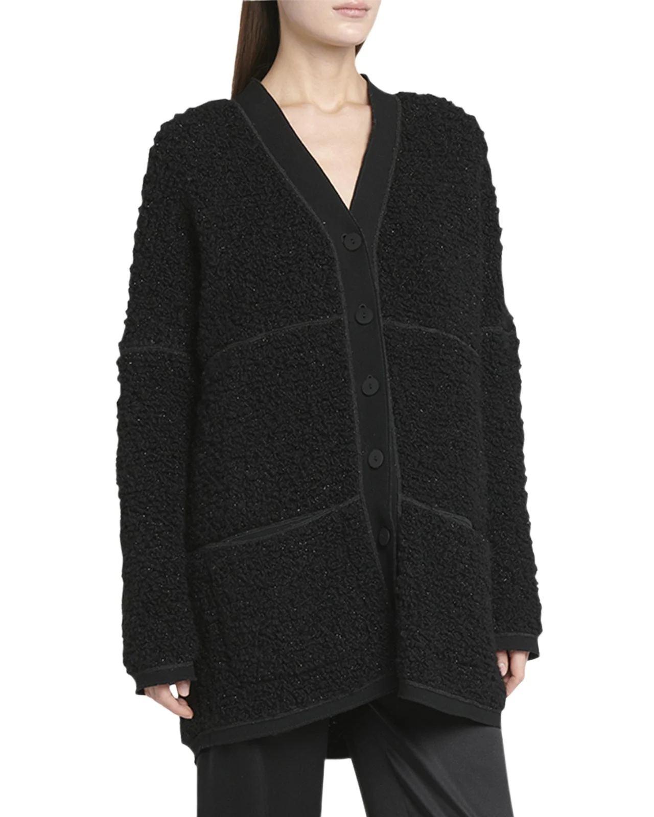 Boucle Lurex Oversize Knit Cardigan