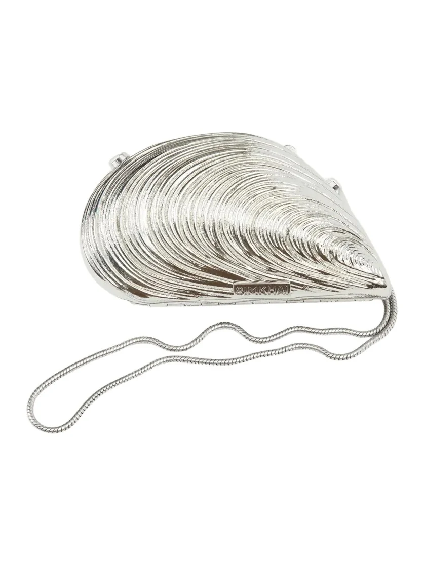Bridget Mini Metal Oyster Shell Clutch Bag