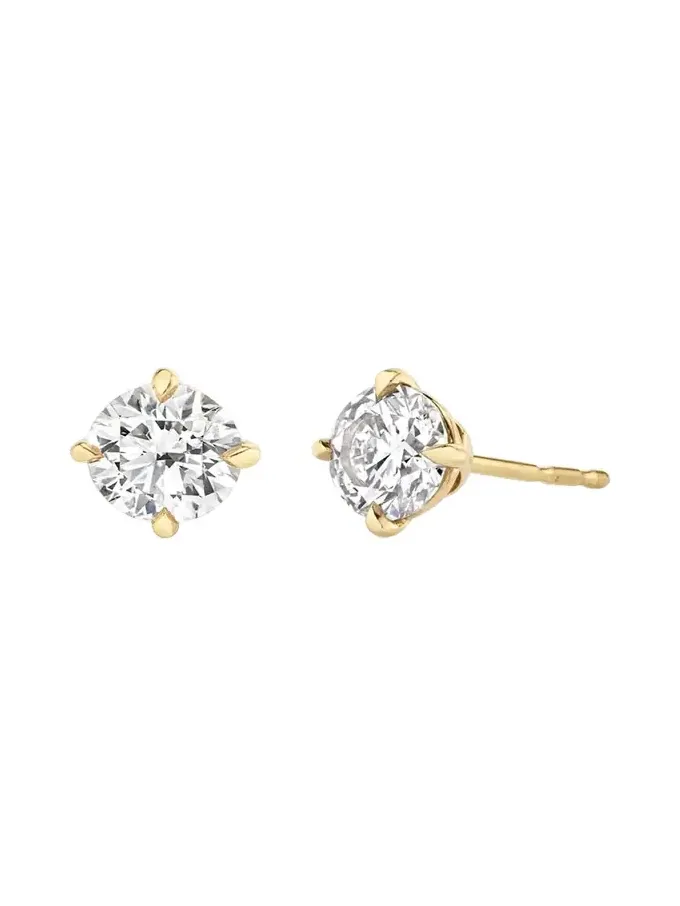 14K Gold Brilliant Round Solitaire Lab Grown Diamond Stud Earrings, 3.00tcw