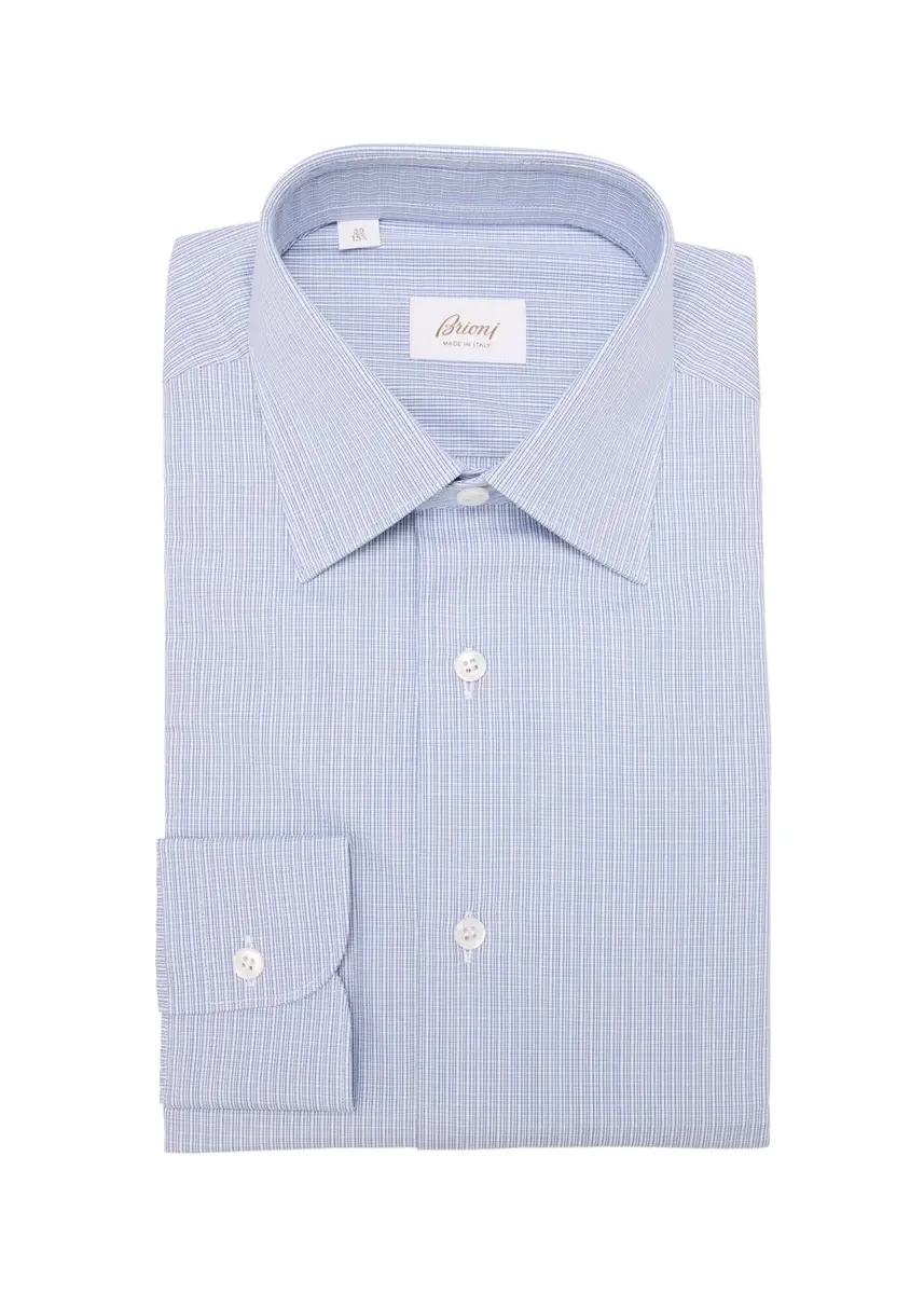Brioni Men's Cotton Mini Graph Check Dress Shirt | Thumbnail 3 Brioni Men's Cotton Mini Graph Check Dress Shirt | Thumbnail 3