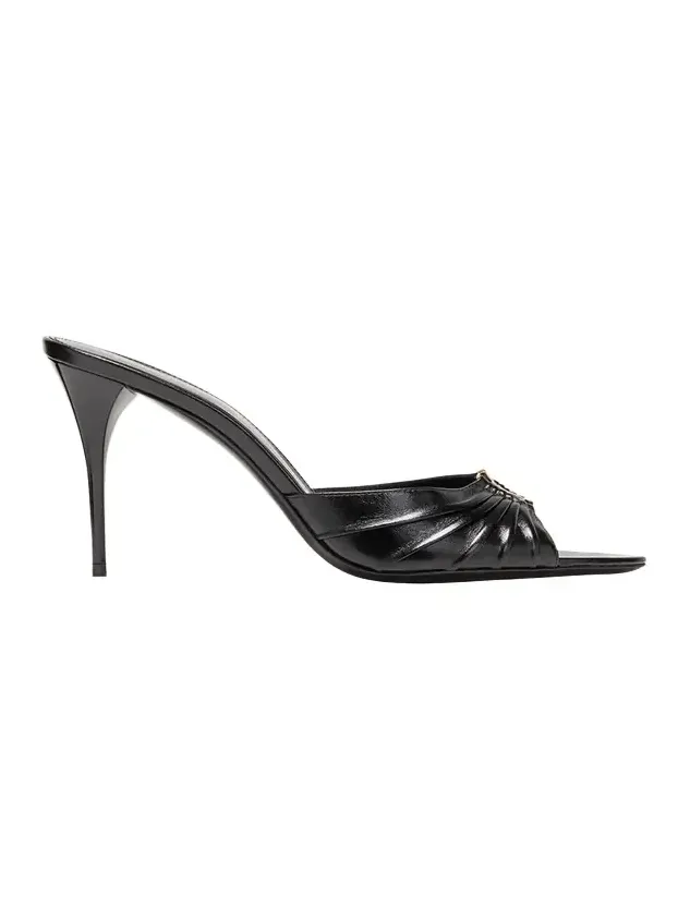 Babylone YSL Ruched Leather Mule Sandals Babylone YSL Ruched Leather Mule Sandals
