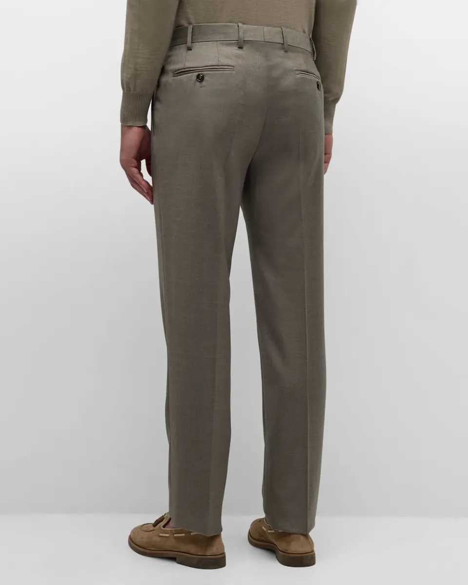 Giorgio Armani Men's Flat-Front Wool Trousers | Thumbnail 2 Giorgio Armani Men's Flat-Front Wool Trousers | Thumbnail 2