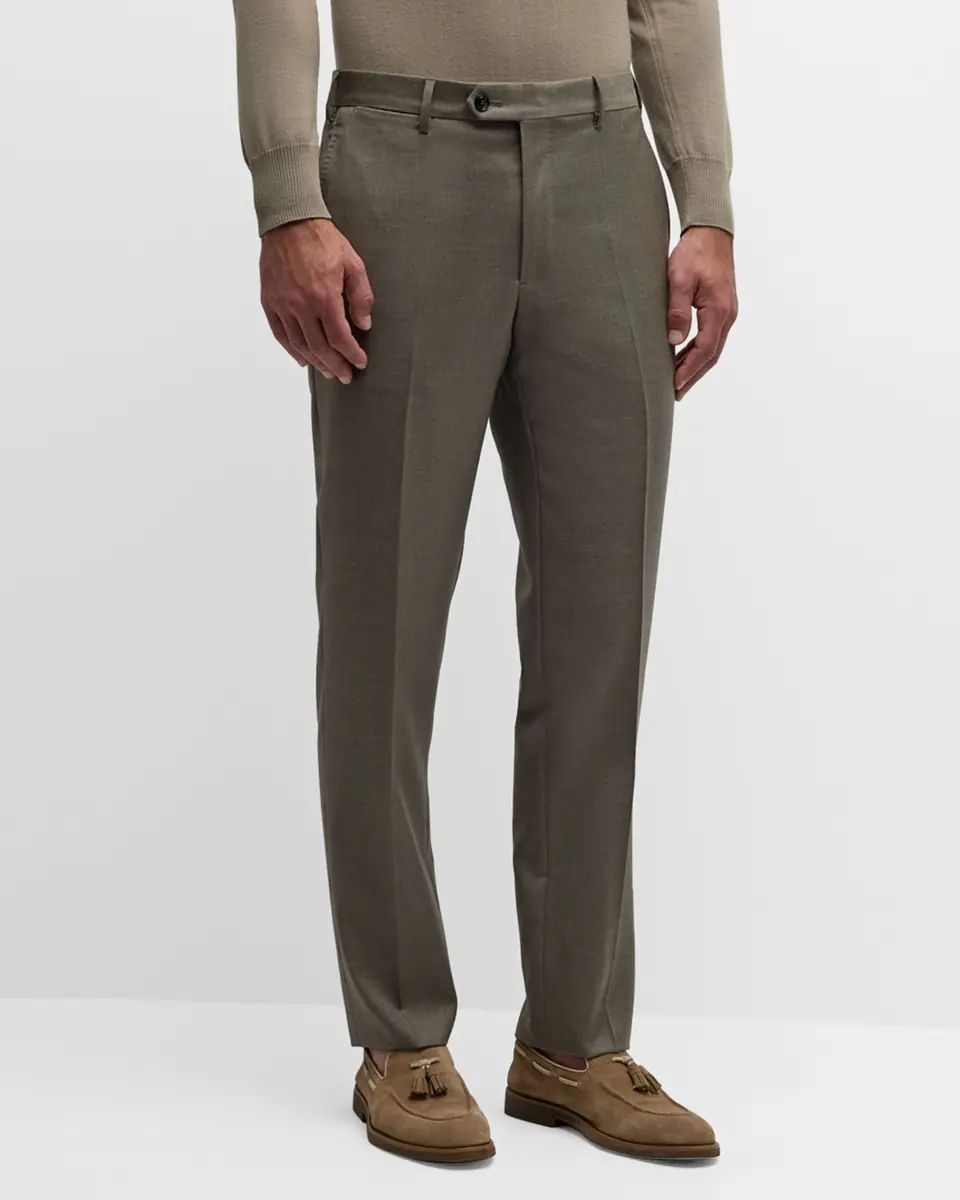Giorgio Armani Men's Flat-Front Wool Trousers | Thumbnail 3 Giorgio Armani Men's Flat-Front Wool Trousers | Thumbnail 3