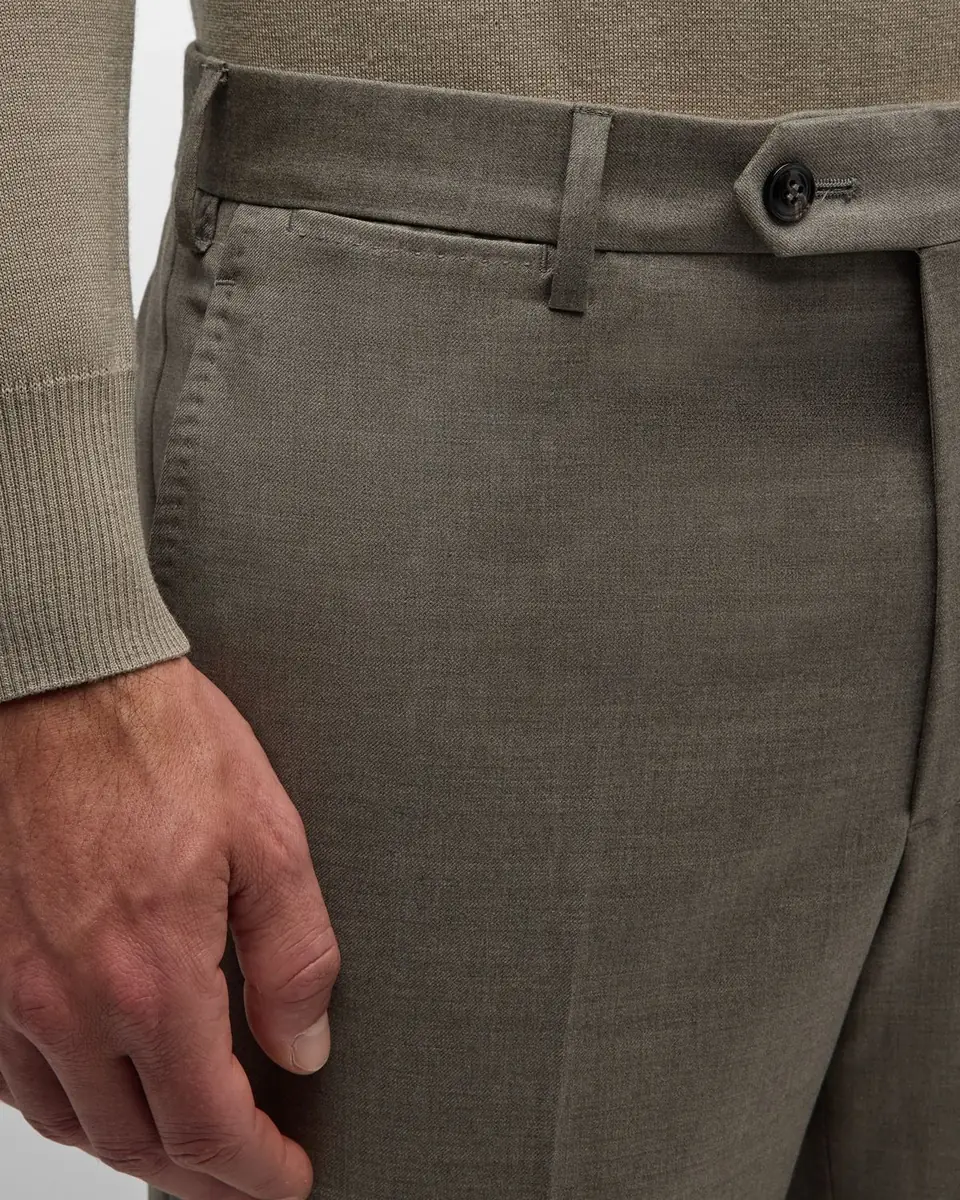 Giorgio Armani Men's Flat-Front Wool Trousers | Thumbnail 4 Giorgio Armani Men's Flat-Front Wool Trousers | Thumbnail 4