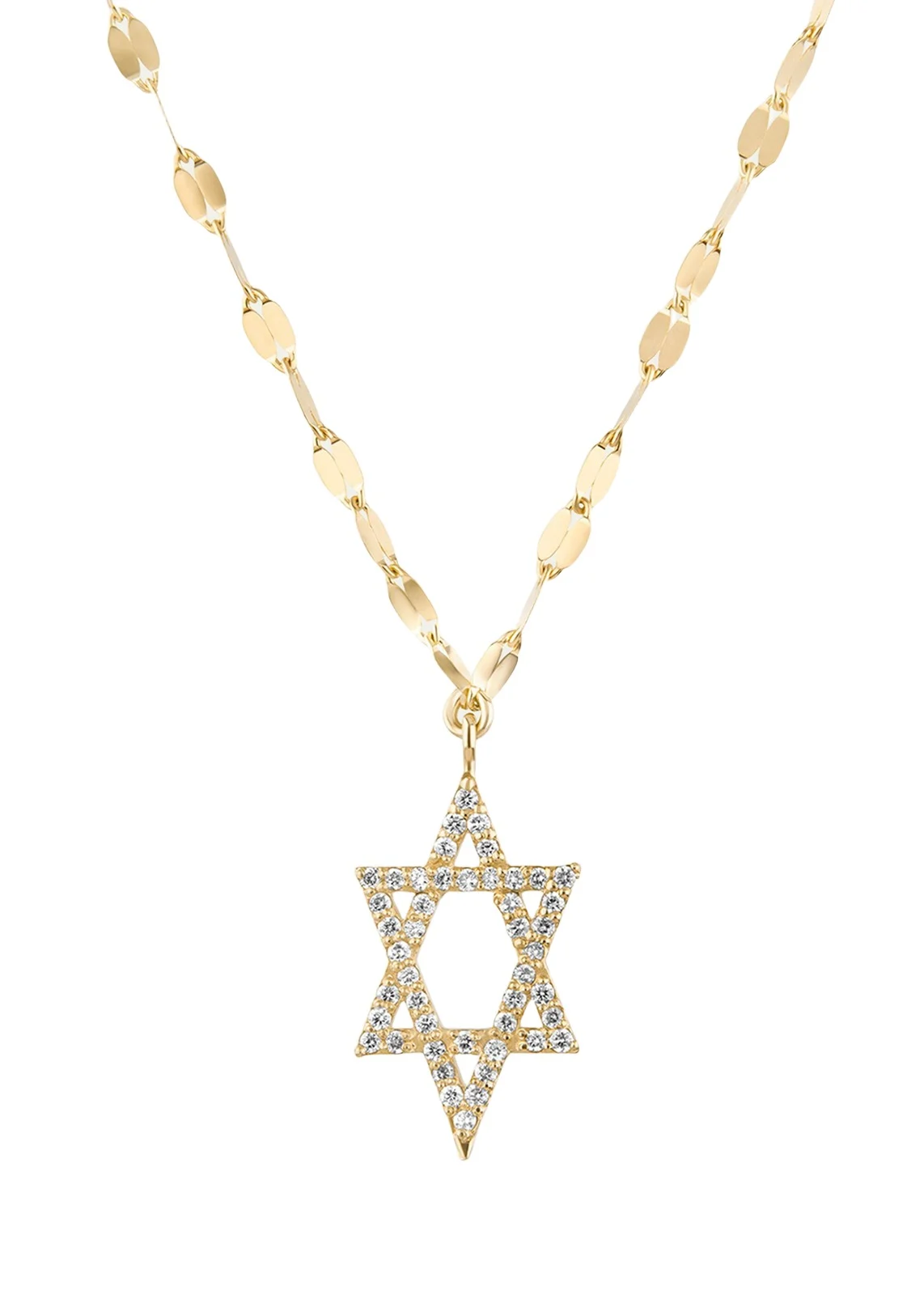 Lana 14K Gold Flawless Star of David Pendant Necklace with Jump Ring, 16-18"L