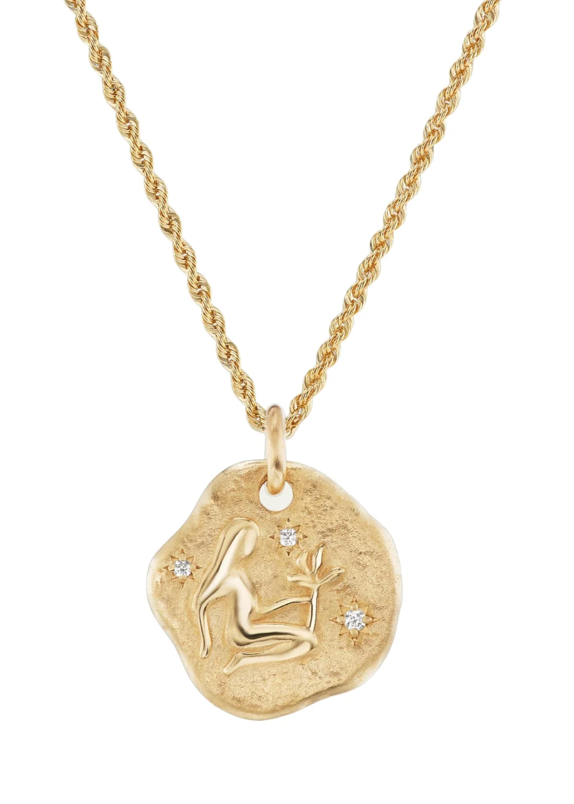 Aaryah 18K Yellow Gold Large Diamond Zodiac Pendant Necklace