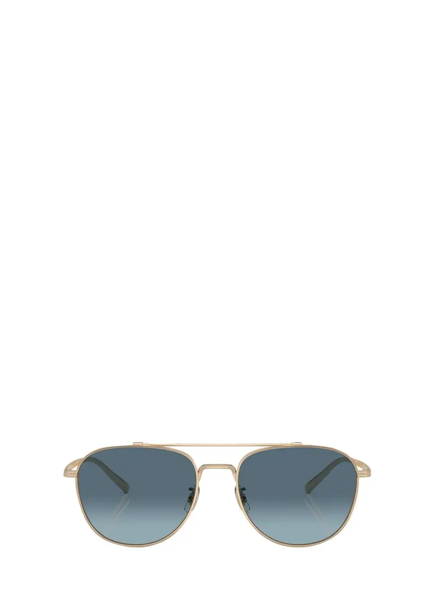 Oliver Peoples Men's Double-Bridge Metal Aviator Sunglasses | Thumbnail 3