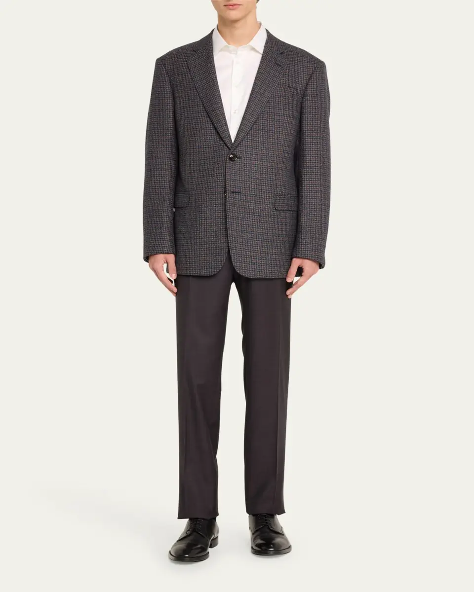 Giorgio Armani Men's Flat-Front Wool Trousers | Thumbnail 2 Giorgio Armani Men's Flat-Front Wool Trousers | Thumbnail 2