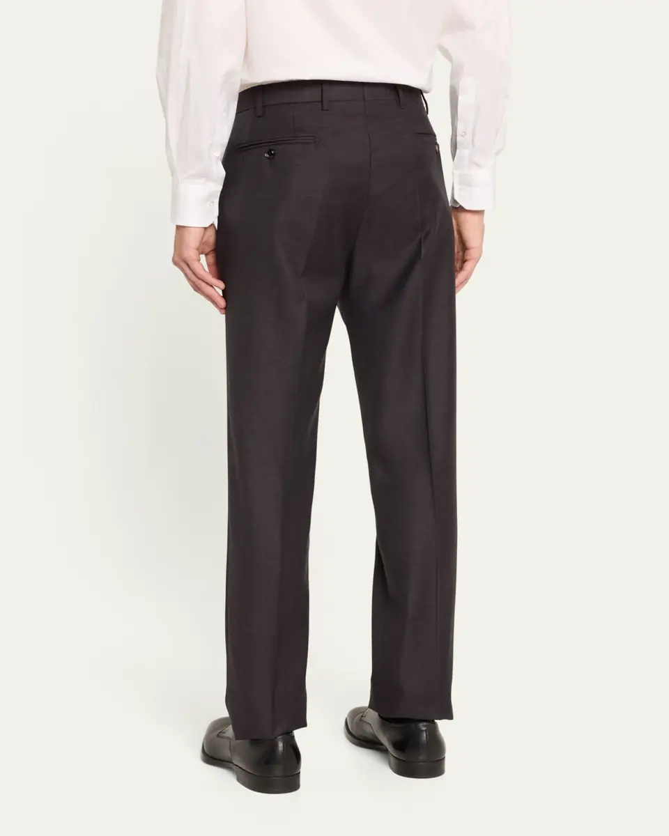 Giorgio Armani Men's Flat-Front Wool Trousers | Thumbnail 3 Giorgio Armani Men's Flat-Front Wool Trousers | Thumbnail 3