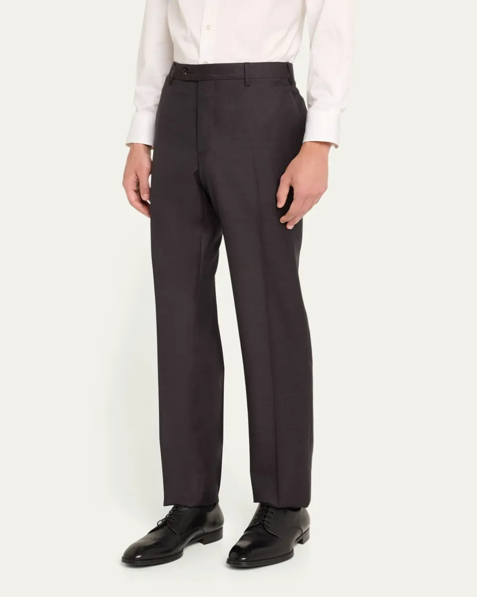 Giorgio Armani Men's Flat-Front Wool Trousers | Thumbnail 4 Giorgio Armani Men's Flat-Front Wool Trousers | Thumbnail 4