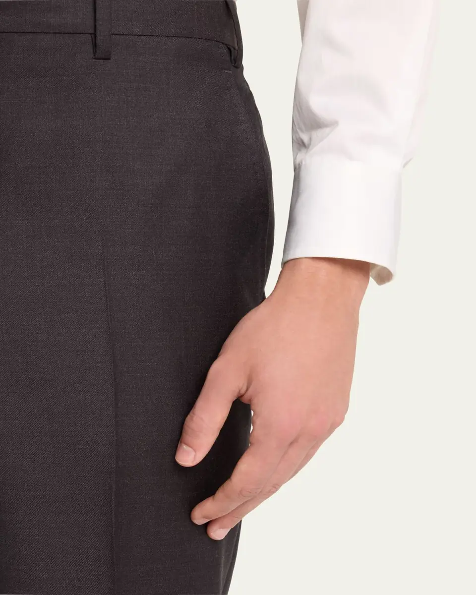 Giorgio Armani Men's Flat-Front Wool Trousers | Thumbnail 5 Giorgio Armani Men's Flat-Front Wool Trousers | Thumbnail 5