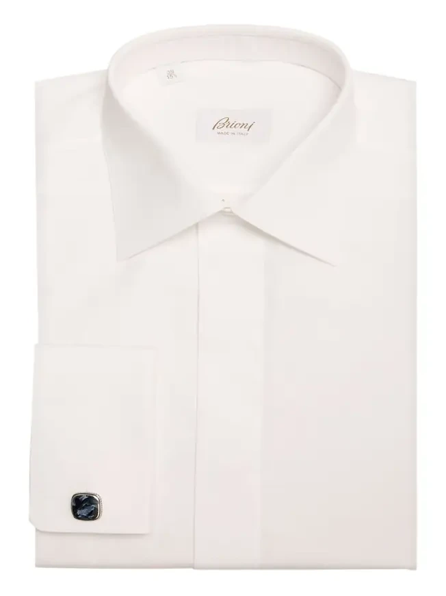 Brioni Men's Cotton Poplin French-Cuff Dress Shirt