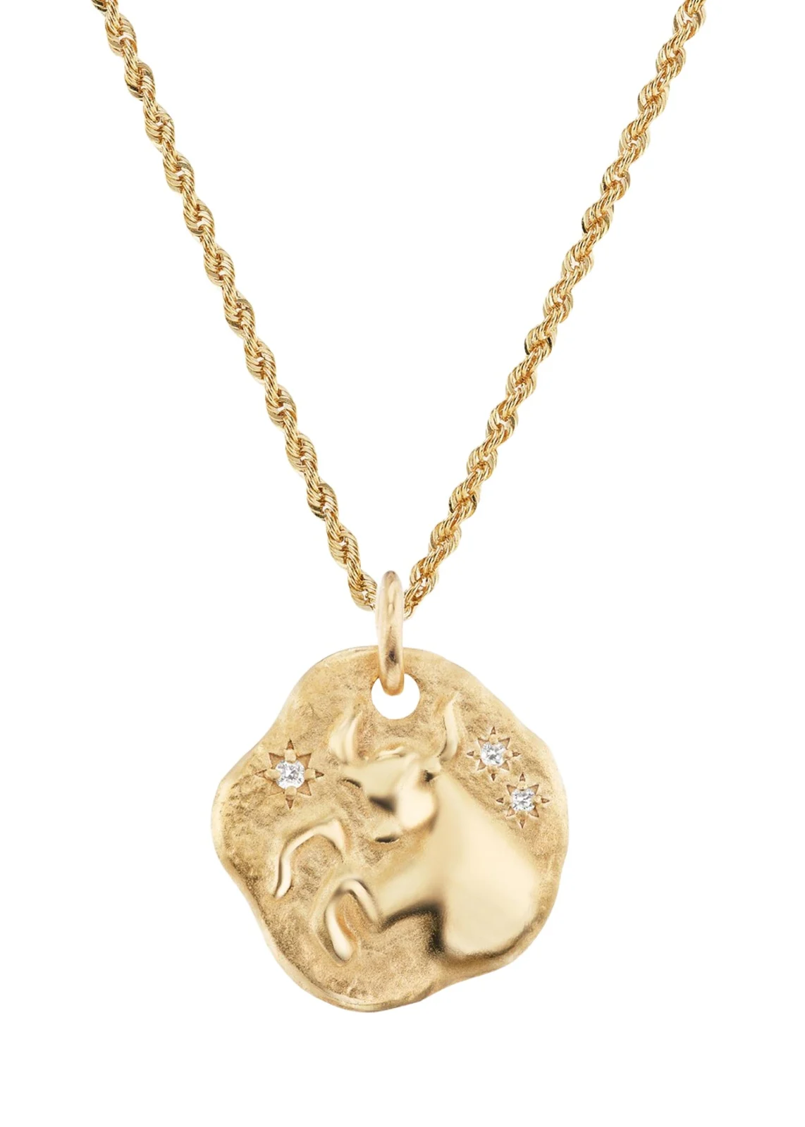 18K Yellow Gold Large Diamond Zodiac Pendant Necklace 18K Yellow Gold Large Diamond Zodiac Pendant Necklace