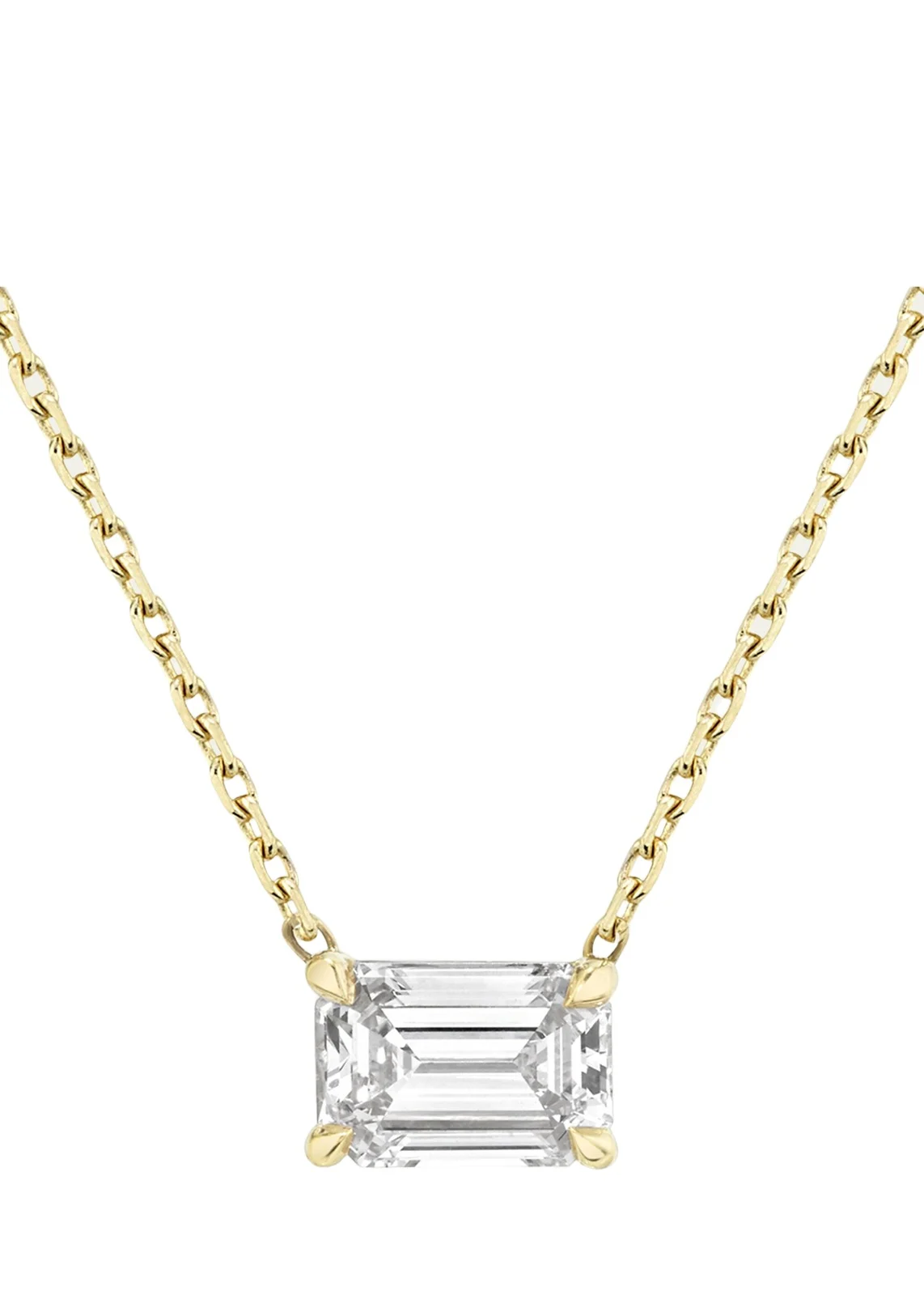 Emerald-Cut Solitaire Lab Grown Diamond Necklace, 1.0tcw Emerald-Cut Solitaire Lab Grown Diamond Necklace, 1.0tcw