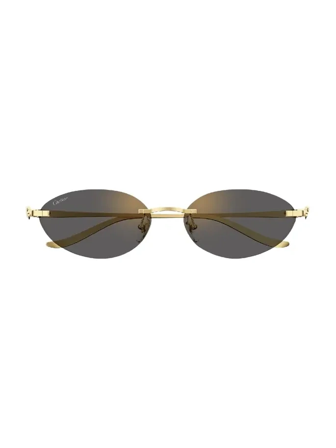 Panthère Rimless Metal Oval Sunglasses