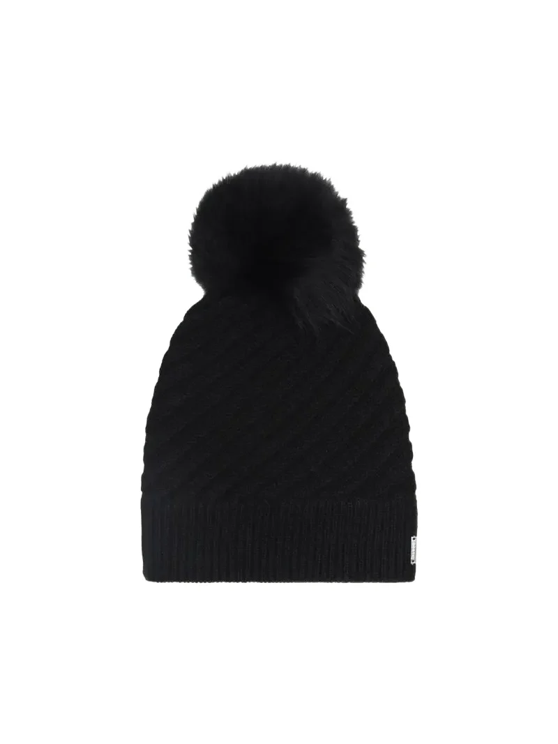 Select Cashmere Beanie with Lamb Shearling Pom
